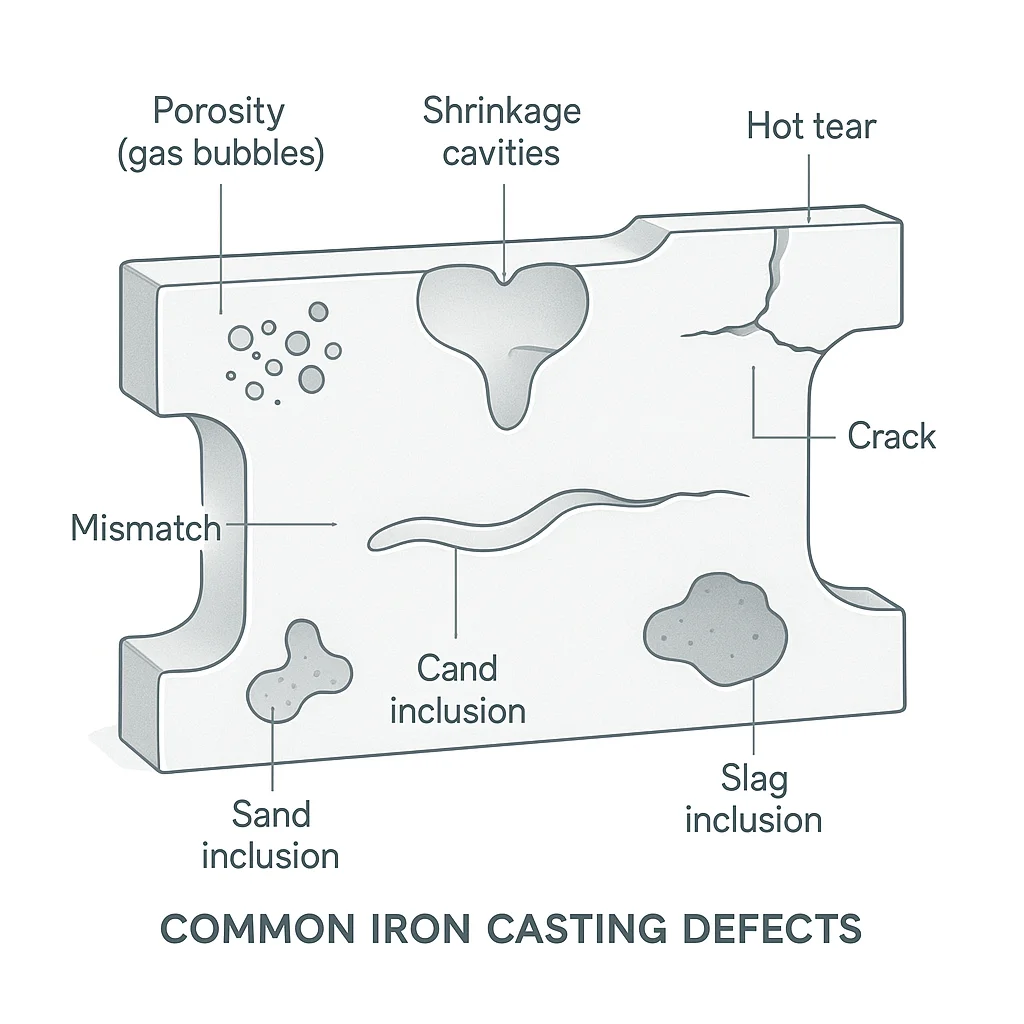 Iron Casting Defects Diagram — Porosity Shrinkage Hot Tearing and Other Common Defects