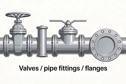Ductile iron pump body and valve casting for fluid handling and pipeline applications